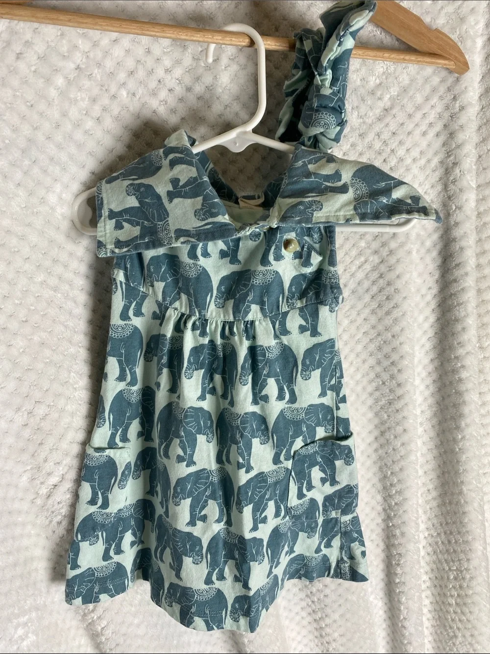kate quinn Mint and Blue Elephants Print Dress with matching headband